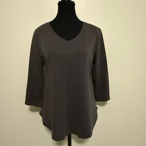 Isaac Mizrahi Essentials Women's Charcoal 3/4 Sleeve Top